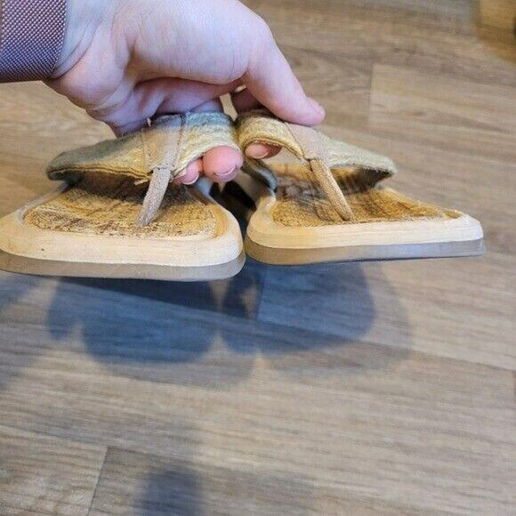 Vtg Y2K Skechers Woven Flip Flops Womena Size 8 Boho Beige Beachy Preppy - Picture 5 of 10